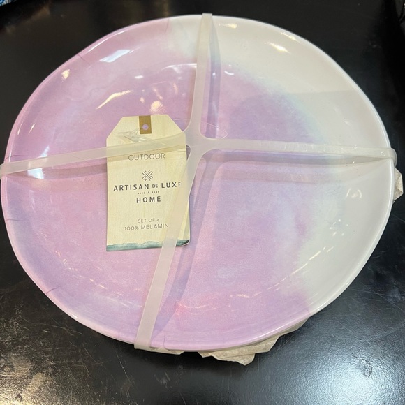 Artisan De Luxe Purple Abstract Melamine 8.25” Salad Plates - Picture 1 of 5